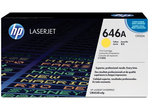 Toner HP CF032A serie 646 12.5K gul passer til HP CM4540 